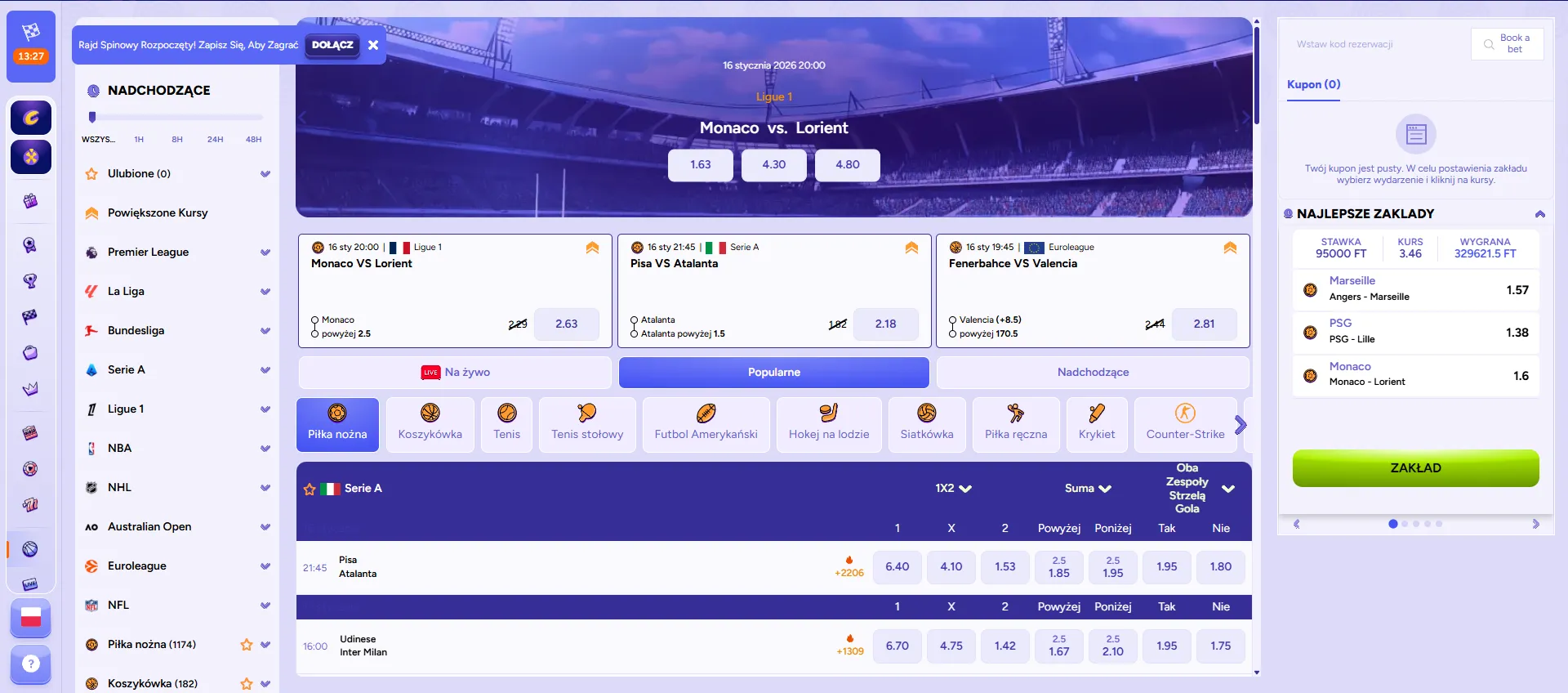 Oferta premiowa kasyna SpinBara Oferta premiowa kasyna SpinBara